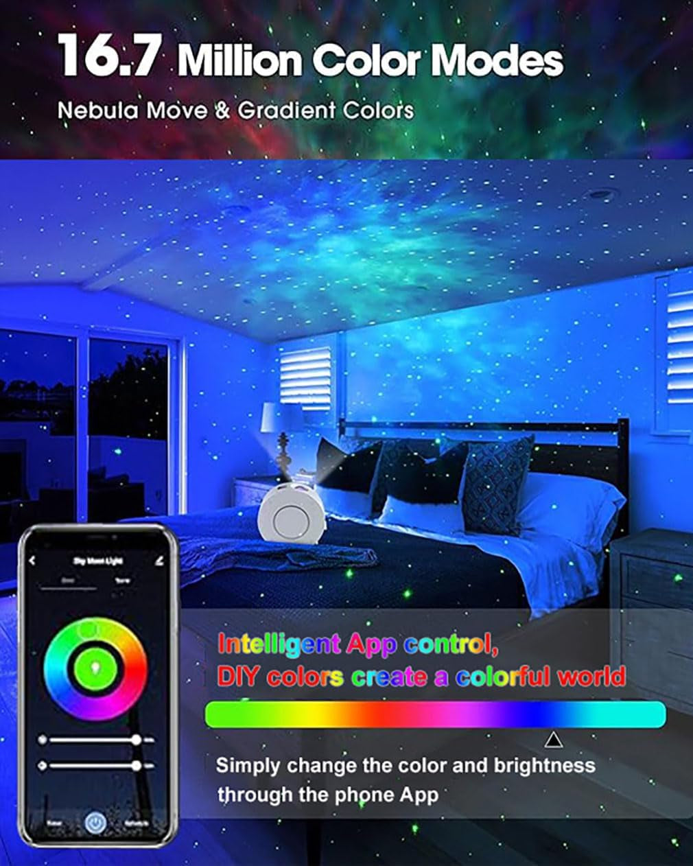 Galaxy Projector for Bedroom, Star Projector,Smart APP & Voice Control Galaxy Lamp, Compatible with Alexa & Google Home, for Kids Adults Bedroom,Room Decor,Game Room,Party