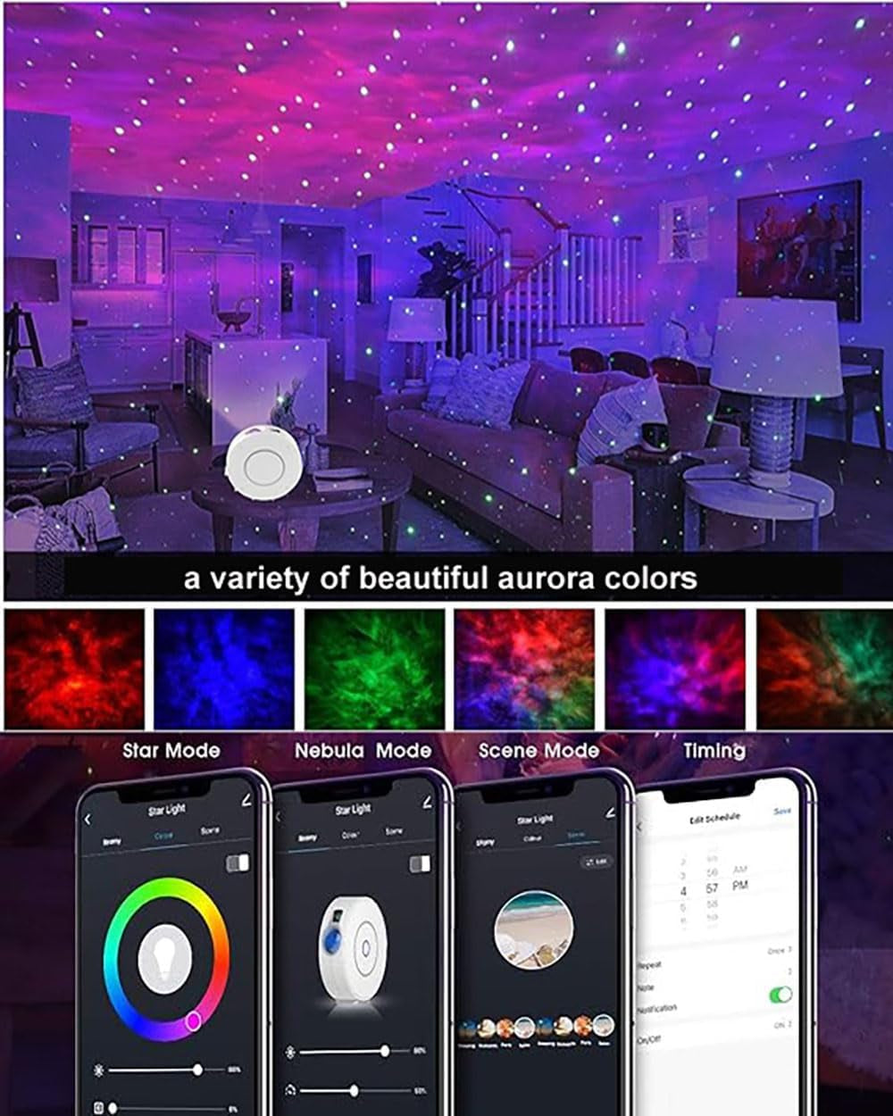 Galaxy Projector for Bedroom, Star Projector,Smart APP & Voice Control Galaxy Lamp, Compatible with Alexa & Google Home, for Kids Adults Bedroom,Room Decor,Game Room,Party