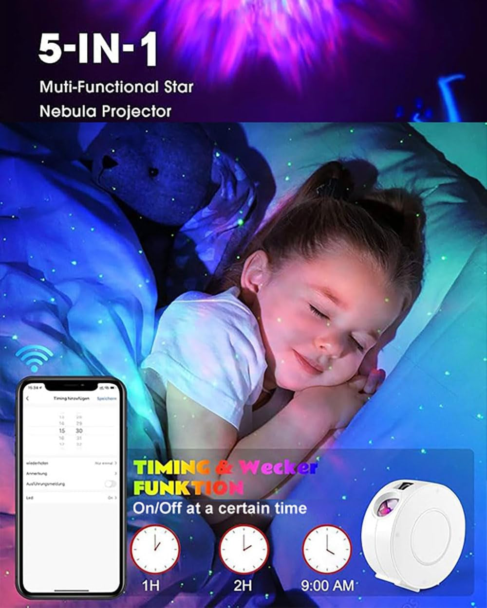 Galaxy Projector for Bedroom, Star Projector,Smart APP & Voice Control Galaxy Lamp, Compatible with Alexa & Google Home, for Kids Adults Bedroom,Room Decor,Game Room,Party